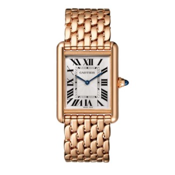 Relógio feminino Cartier Tank Louis Large de corda manual, em ouro rosa com mostrador prateado, modelo WGTA0024 Relógio feminino Cartier Tank Louis Large de corda manual, em ouro rosa com mostrador prateado, modelo WGTA0024