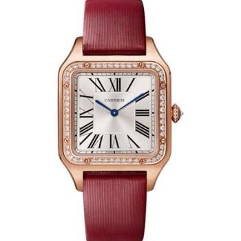 Relógio feminino Cartier Santos Dumont Large Quartz em ouro rosa com diamantes WJSA0018 Relógio feminino Cartier Santos Dumont Large Quartz em ouro rosa com diamantes WJSA0018