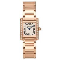 Relógio Cartier Tank Française pequeno em ouro rosa e diamantes WJTA0022