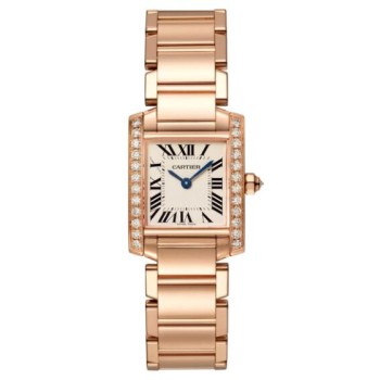 Relógio Cartier Tank Française pequeno em ouro rosa e diamantes WJTA0022 Relógio Cartier Tank Française pequeno em ouro rosa e diamantes WJTA0022