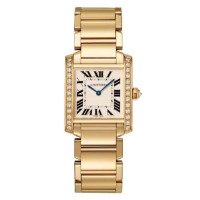Relógio feminino Cartier Tank Française tamanho médio em ouro amarelo 18 quilates com diamantes WJTA0025 Relógio feminino Cartier Tank Française tamanho médio em ouro amarelo 18 quilates com diamantes WJTA0025