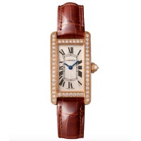 Réplica do Cartier Tank Americaine Modelo Pequeno em Ouro Rosa 18K e Diamantes Feminino WJTA0028 Réplica do Cartier Tank Americaine Modelo Pequeno em Ouro Rosa 18K e Diamantes Feminino WJTA0028