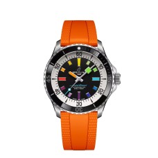 Breitling A17375211B2S3 SuperOcean Automático 42 Aço Inoxidável / Preto - Arco-íris / Borracha
