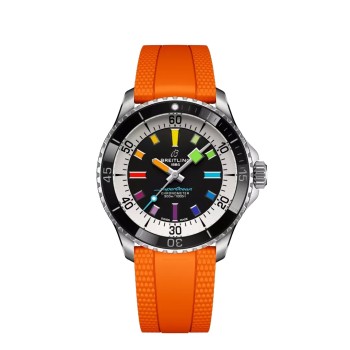 Breitling A17375211B2S3 SuperOcean Automático 42 Aço Inoxidável / Preto - Arco-íris / Borracha Breitling A17375211B2S3 SuperOcean Automático 42 Aço Inoxidável / Preto - Arco-íris / Borracha