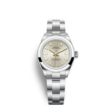 Rolex Oyster Perpetual 28 com mostrador prateado