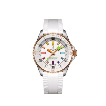 Breitling SuperOcean Automático 36 U17377211A1S1 Aço Inoxidável Vermelho Dourado Branco Arco-Íris