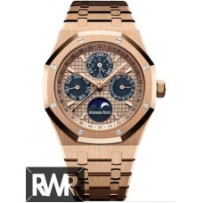 Réplica Audemars Piguet Royal Oak Perpetual Calendar 41 Azul Ouro Rosa 26584OR.OO.1220OR.01