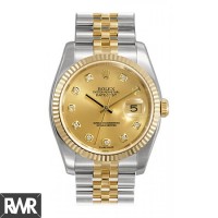 Réplica Rolex Datejust Champagne Diamond Dial Jubilee Pulseira 116233