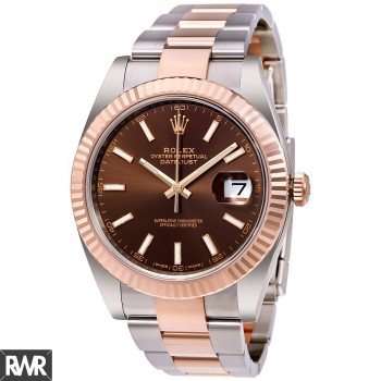 Réplica Rolex Datejust 41 Chocolate Dial Steel e 18K Everose Gold 126331CHSO