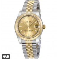 Réplica relogio Rolex Datejust Champagne Dial automático em aço inoxidável e ouro 18kt 178243CSJ