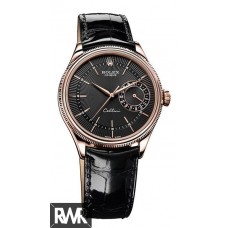 Réplica Rolex Cellini Date Everose Gold Black Guilloche Dial 50515