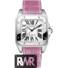 Réplica Cartier Santos 100 W20126X8 Aço Inoxidável Rosa Couro