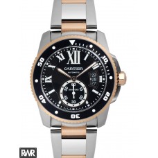 Réplica relogio Cartier Calibre de Cartier Diver 42 mm rosa ouro e aço W7100054