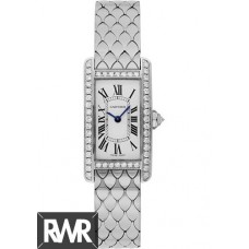 Réplica Cartier Tank Americaine prata mostrador ouro branco pulseira feminina WB710009