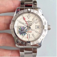 Réplica Breitling Avenger II GMT A329G78PSS mostrador branco de aço inoxidável