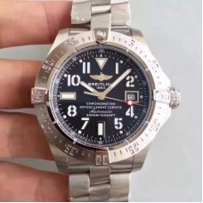 Réplica Breitling Avenger II Seawolf A1733110/BC31/169A mostrador preto em aço inoxidável