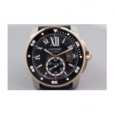 Réplica Cartier Diver aco inoxidável & Ouro Rosa Marcador Preto