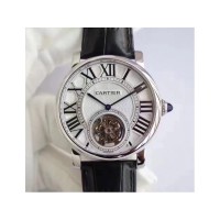 Réplica Cartier Rotonde Flying Tourbillon W1556216 aco inoxidável Prata Dial