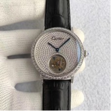 Réplica Cartier Rotonde Tourbillon aco inoxidável & Diamantes Diamond Dial Tourbillon 