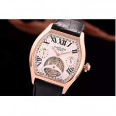 Réplica Cartier Tortue Tourbillon Ouro Rosa Marcas Brancas Tourbillon 