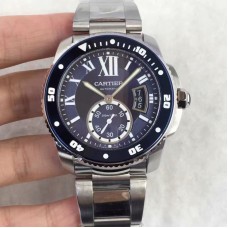 Réplica Calibre De Cartier Diver W7100057 42MM aco inoxidável Marcador Azul