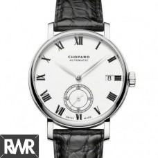 Copiar Chopard Classic Manufacture Mostrador Branco 18K Ouro Rosa Automático 161289-5001