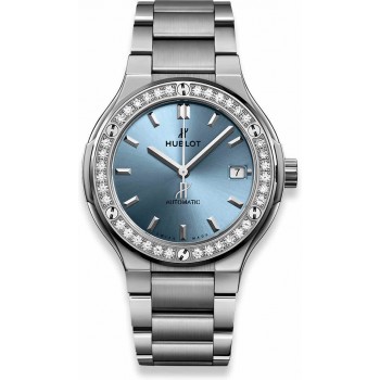 Pulseira Hublot Classic Fusion Titanium Light Blue 38mm 568.NX.891L.NX.1204