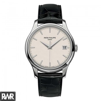 Copiar Patek Philippe Calatrava Mostrador Mecânico de Couro Marfim 5227G-001