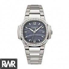 Réplica do relógio Patek Philippe Nautilus Azul Mop Mostrador Automático Senhoras Diamante 7018 / 1A-010