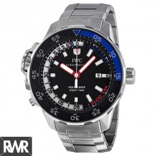 Copiar IWC Aquatimer homem com mostrador preto em aço inoxidável IW354703