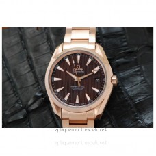 Réplica Omega Aqua Terra 41MM Ouro Rosa Castanho Dial 