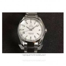 Réplica Omega Aqua Terra James Bond 41MM aco inoxidável Branco TextuVermelho Dial 