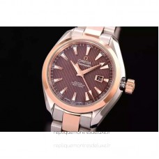 Réplica Omega Aqua Terra Lady 34MM Ouro Rosa /aco inoxidável Castanho Dial 