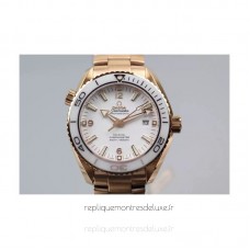 Réplica Omega Seamaster Planet Ocean 37mm Ouro Rosa Marcas Brancas 