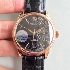 Réplica Rolex Cellini Date 50515 Ouro Rosa Marcador Preto 