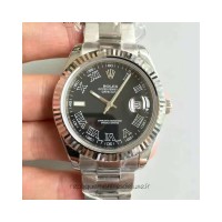 Réplica Rolex Datejust II 116334 41MM Aco Inoxidável Preto & Roman Dial