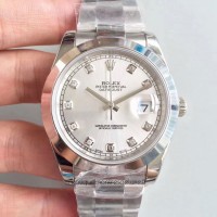 Réplica Rolex Datejust II 126300 41MM Aco Inoxidável Ródio Dial