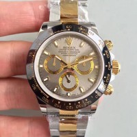 Réplica Rolex Daytona Cosmograph 116519LN Ouro Amarelo & Aco Inoxidável Cinzento Dial