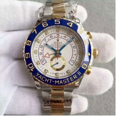 Réplica Rolex Yacht-Master II 116681 Aco Inoxidável & Ouro Amarelo Marcas Brancas 