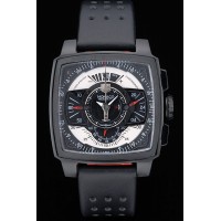 Réplica Tag Heuer Mónaco Preto-Vermelho Perfurado de Couro Black-Red Dial 80309